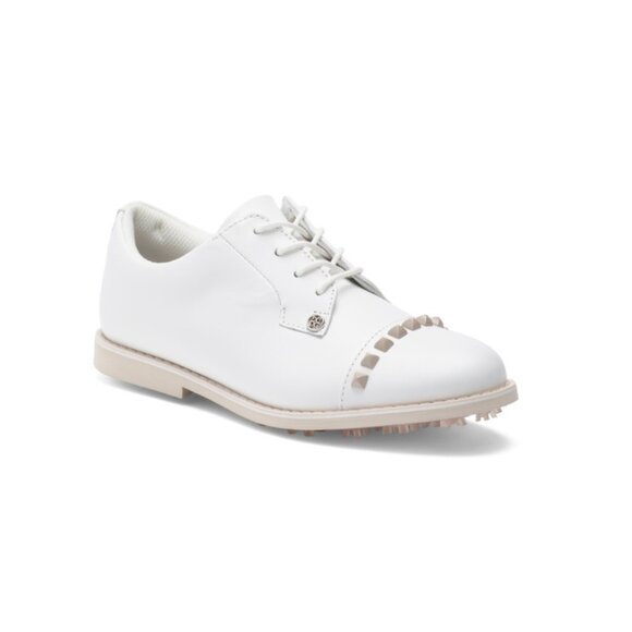 G/FORE Stone Leather Stud Cap Toe Gallivanter Golf Shoes - Picture 1 of 2